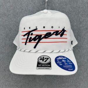 Detroit Tigers MLB '47 Brand White Script Hitch Rope Adjustable Snapback Hat NWT